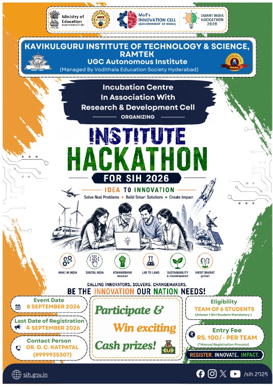 Institute Hackathon 2026 on 02-09-2026 at KITS,Ramtek