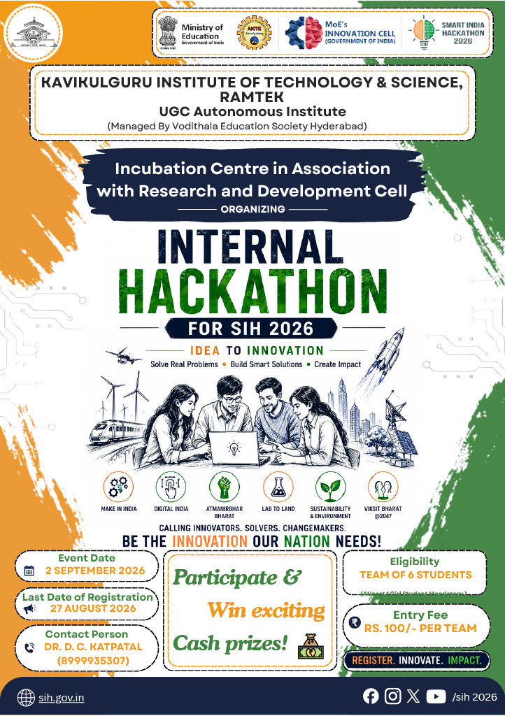 Institute Hackathon 2026 on 02-09-2026 at KITS,Ramtek