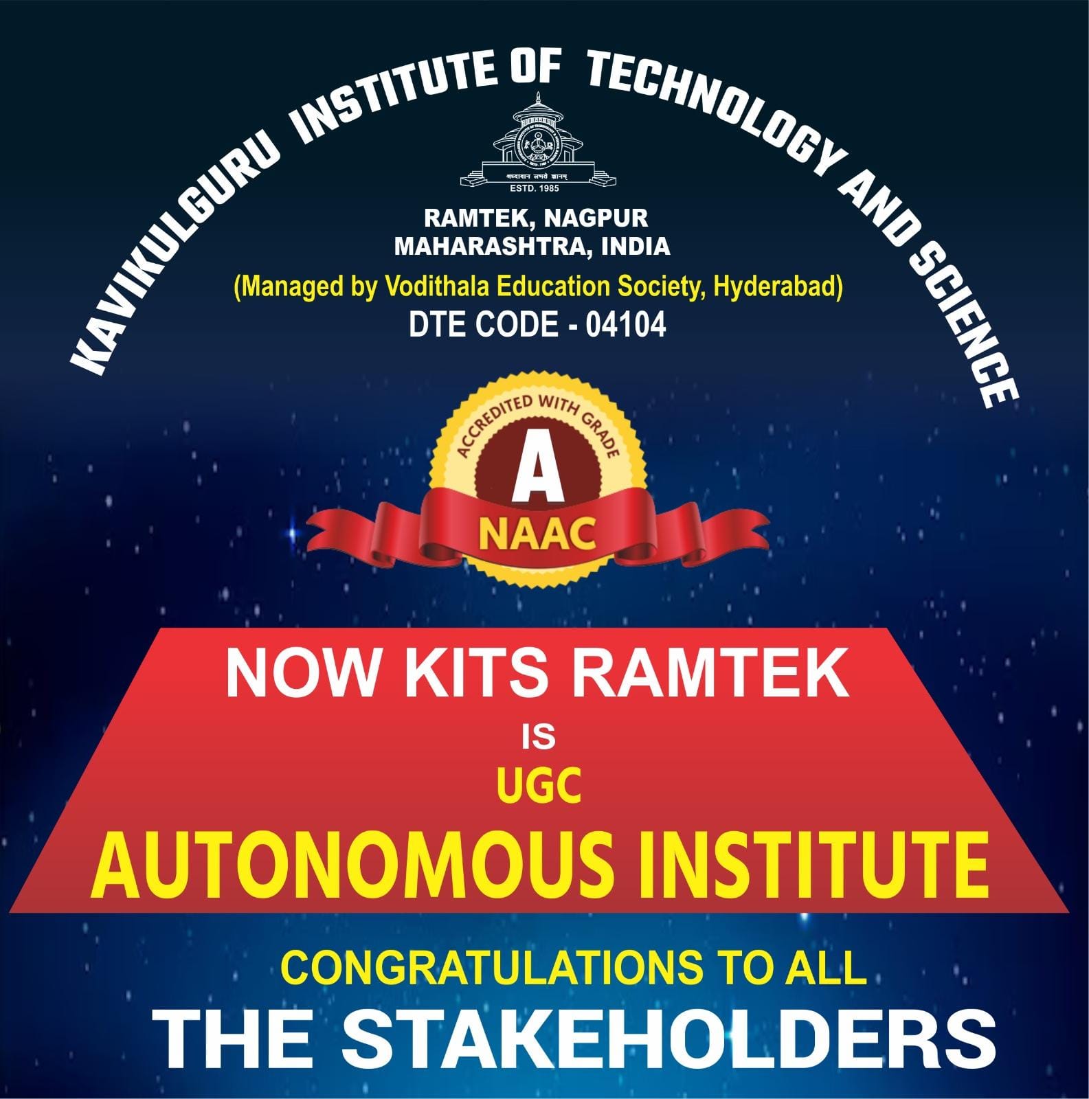 KITS Ramtek Conferred with Prestigious Autonomous Status by UGC, New Delhi